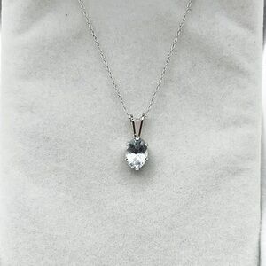 .75 Ct Genuine Aquamarine Oval Cut Dainty Sterling Silver Necklace